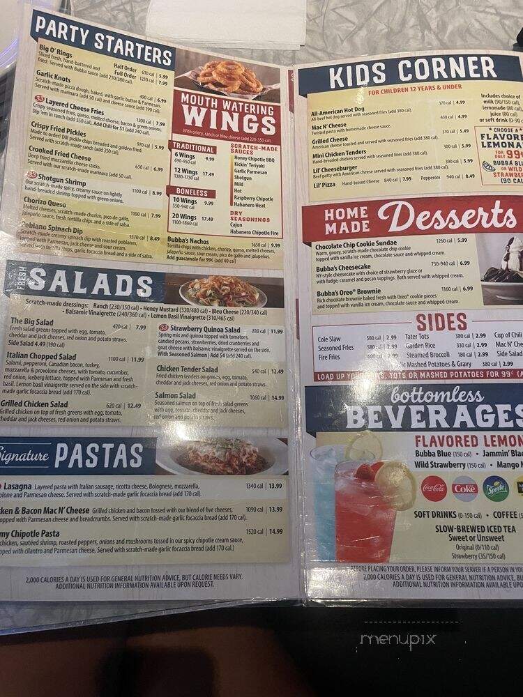 Bubba's 33 - Avon, IN menu_pic