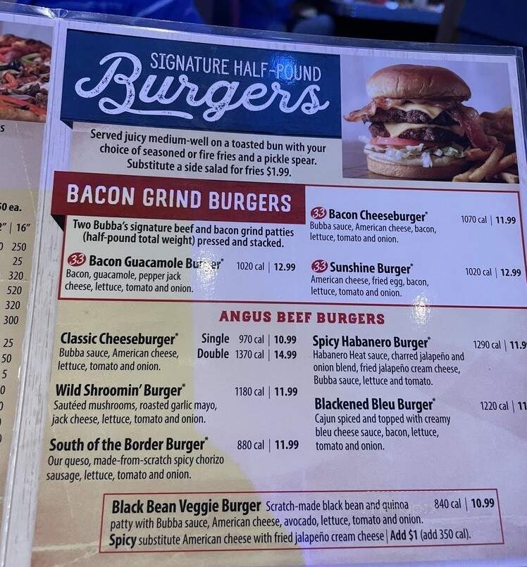Bubba's 33 - Avon, IN menu_pic