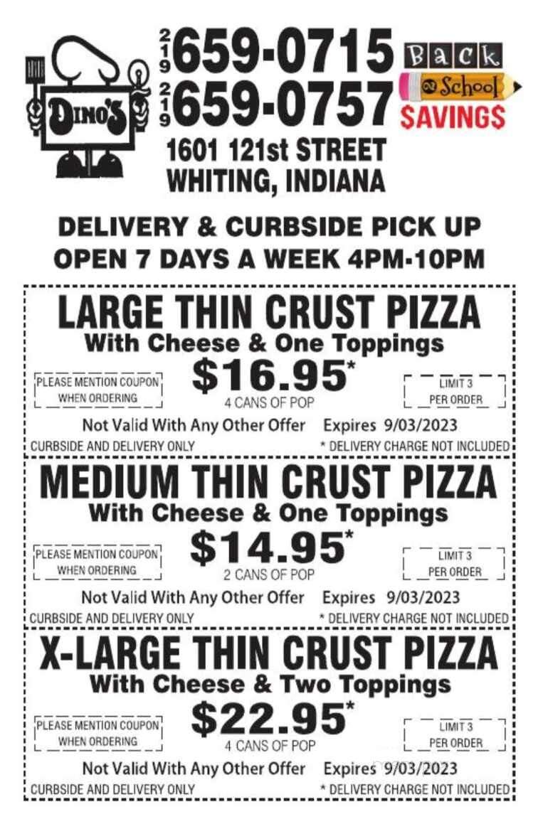 Dino's Pizza - Whiting, IN menu_pic