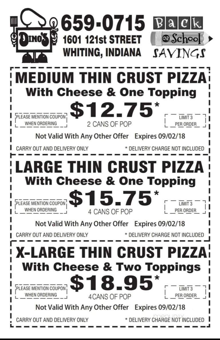Dino's Pizza - Whiting, IN menu_pic