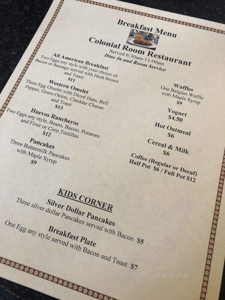Colonial Room Restaurant - San Antonio, TX menu_pic