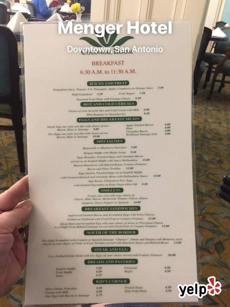 Colonial Room Restaurant - San Antonio, TX menu_pic