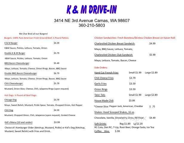 K & M DriveIn - Camas, WA menu_pic