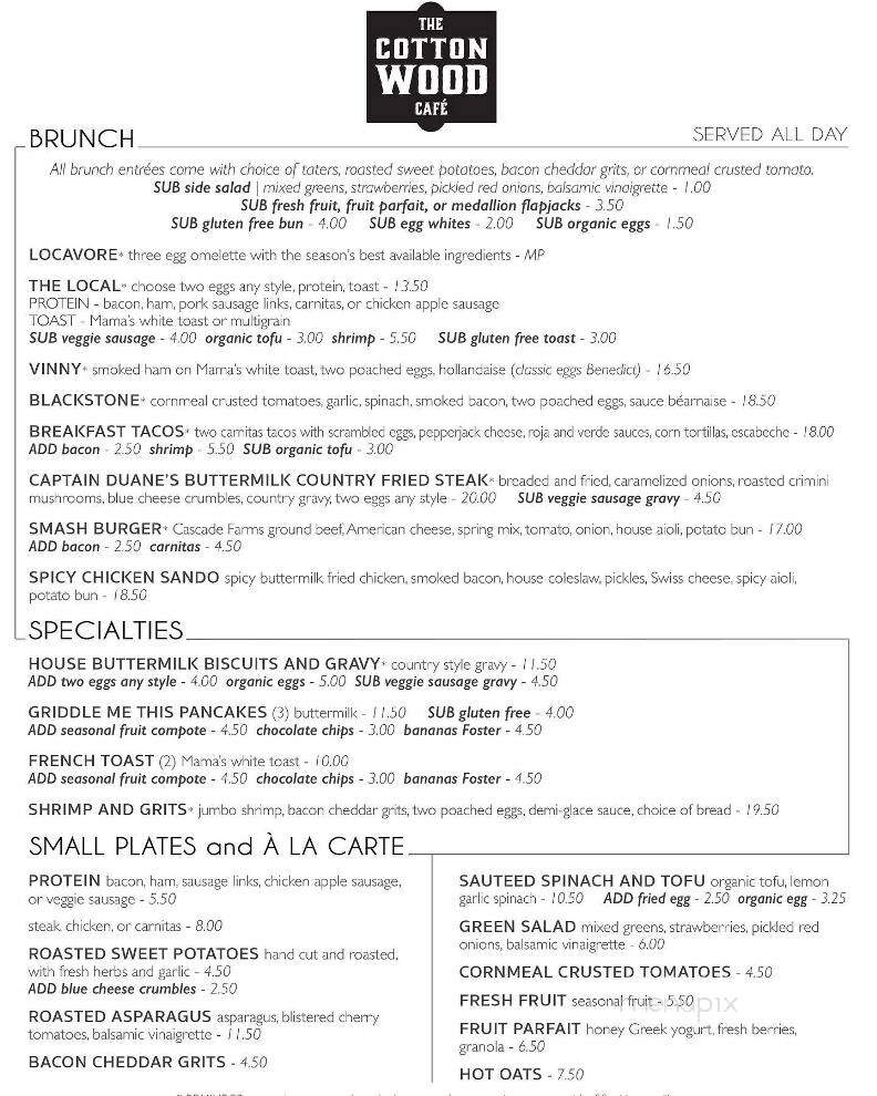 The Cottonwood Cafe - Sisters, OR menu_pic