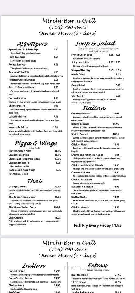 Mirchi - Olean, NY menu_pic