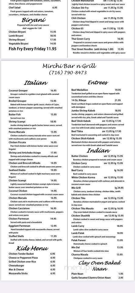 Mirchi - Olean, NY menu_pic