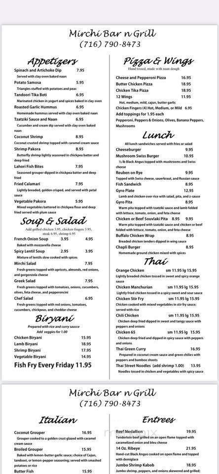 Mirchi - Olean, NY menu_pic