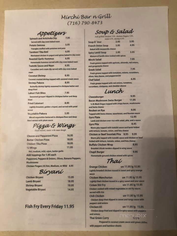 Mirchi - Olean, NY menu_pic