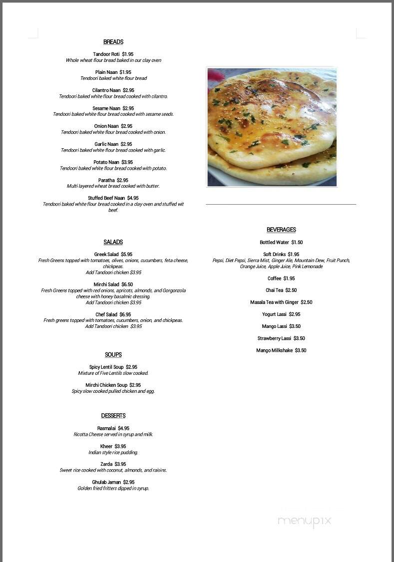Mirchi - Olean, NY menu_pic