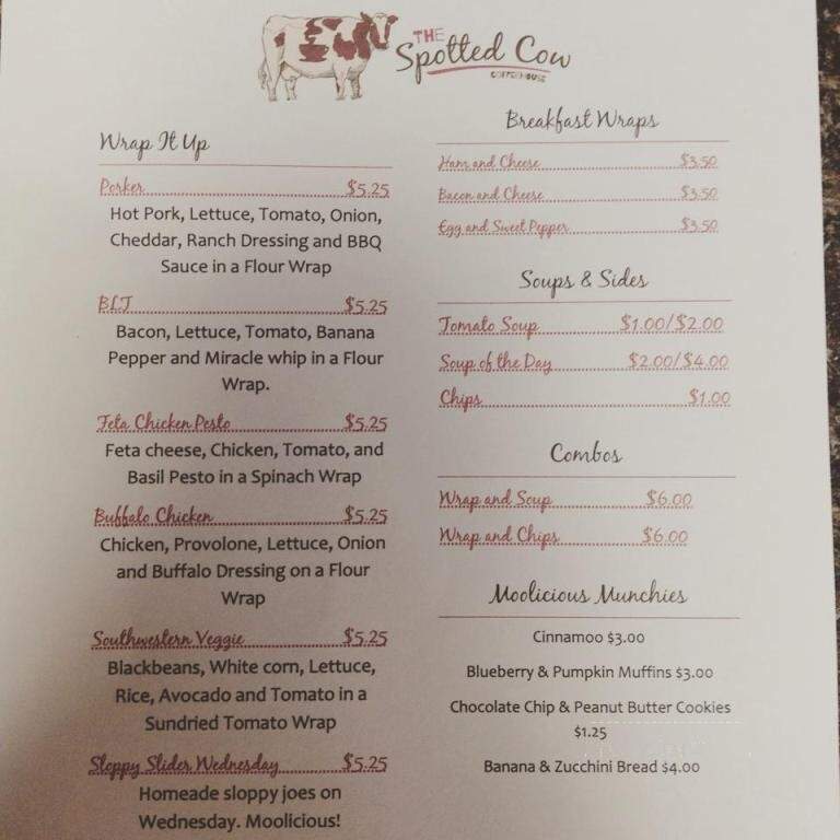 The Spotted Cow - Urbana, OH menu_pic