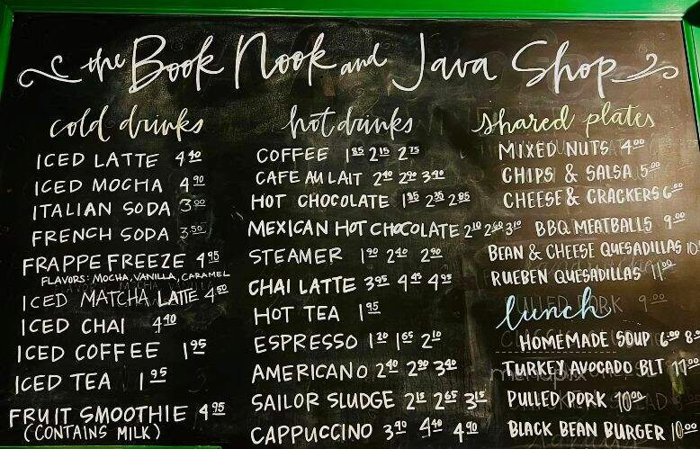 Book Nook & Java Shop - Montague, MI menu_pic