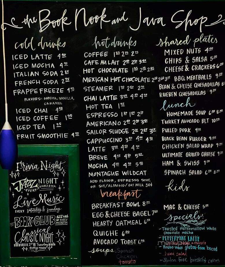 Book Nook & Java Shop - Montague, MI menu_pic