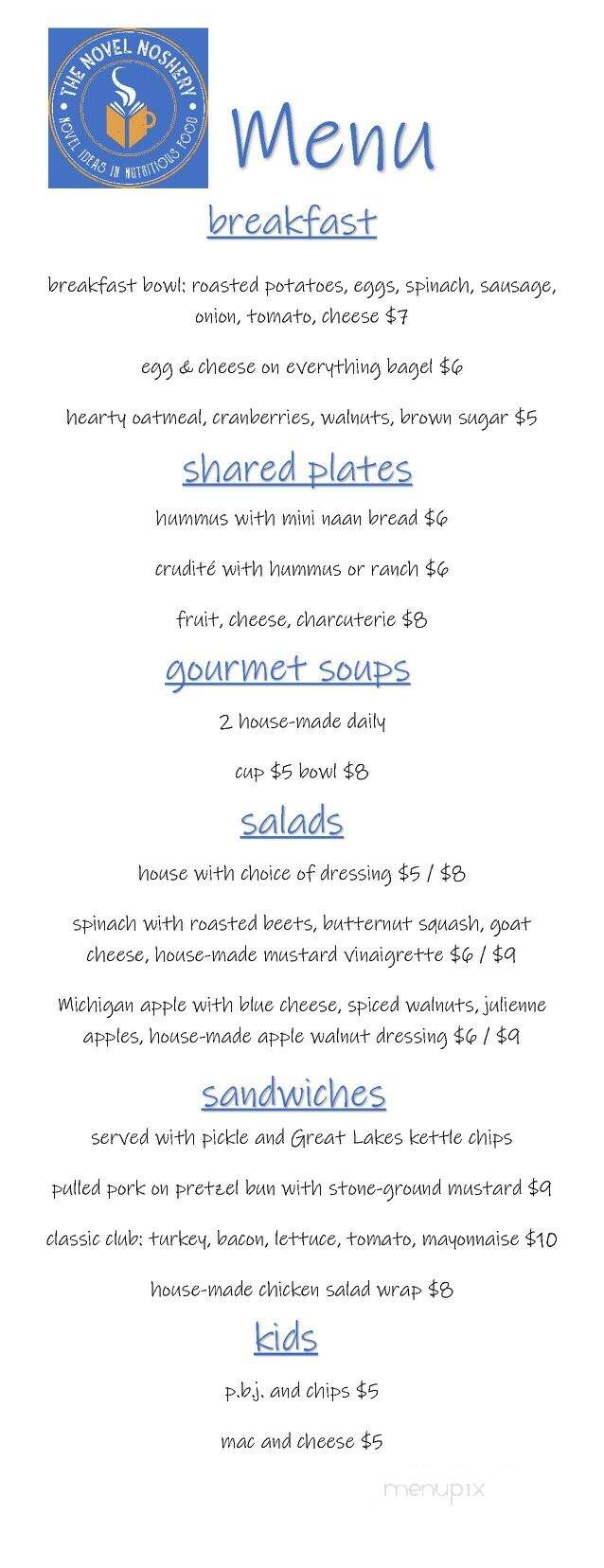 Book Nook & Java Shop - Montague, MI menu_pic