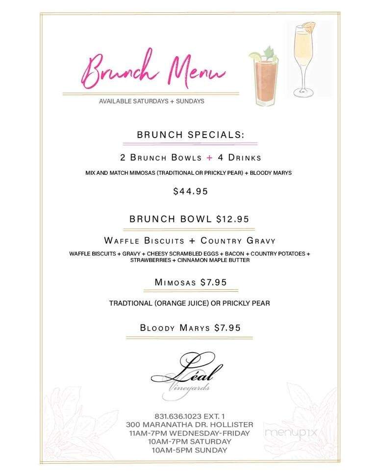 Leal Vineyards - Hollister, CA menu_pic