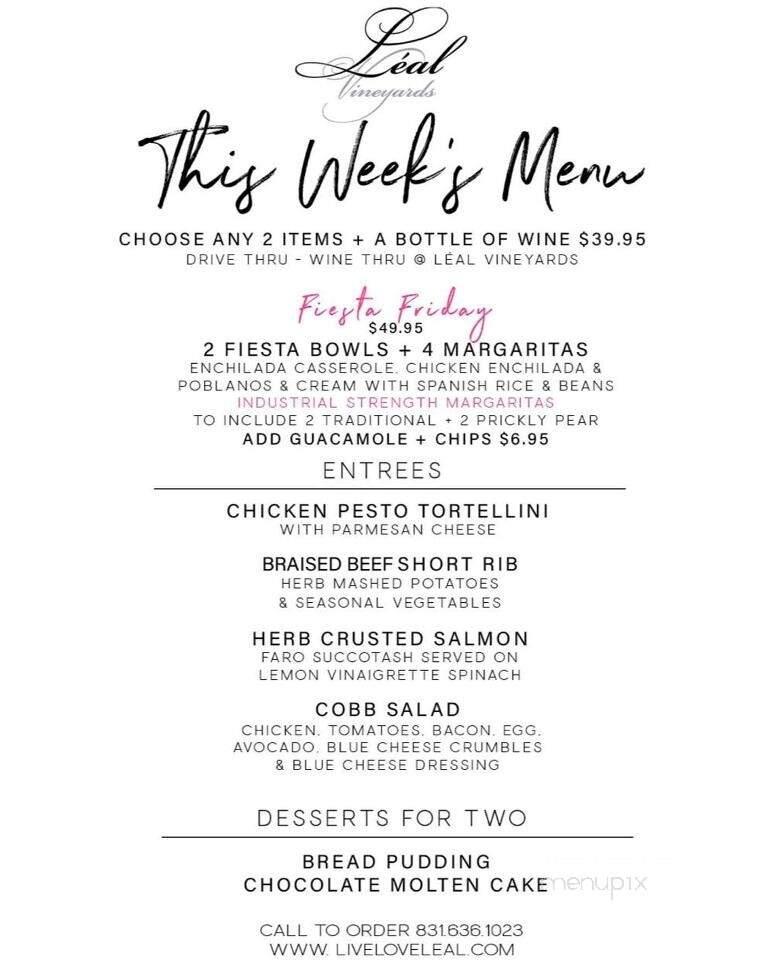Leal Vineyards - Hollister, CA menu_pic