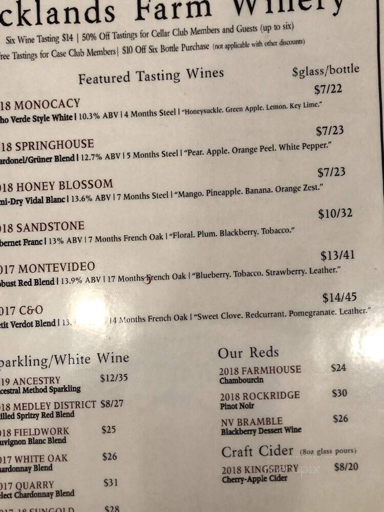 Rocklands Farm - Poolesville, MD menu_pic
