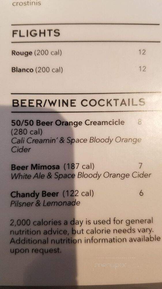 Shuffle Bar - Pasadena, CA menu_pic