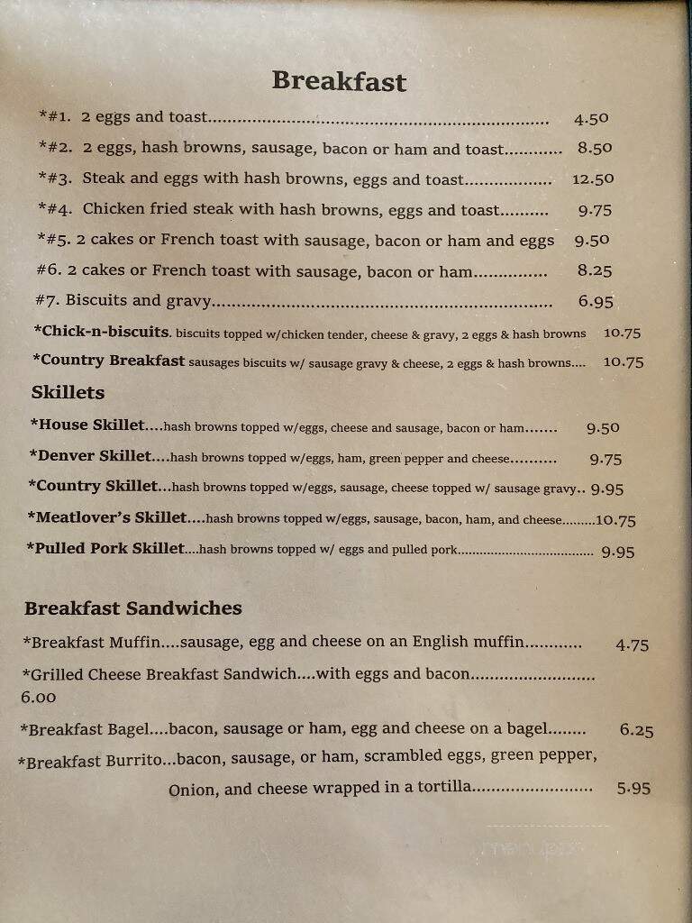 Grandma Sally's Cafe and Bakery - Long Lake, WI menu_pic