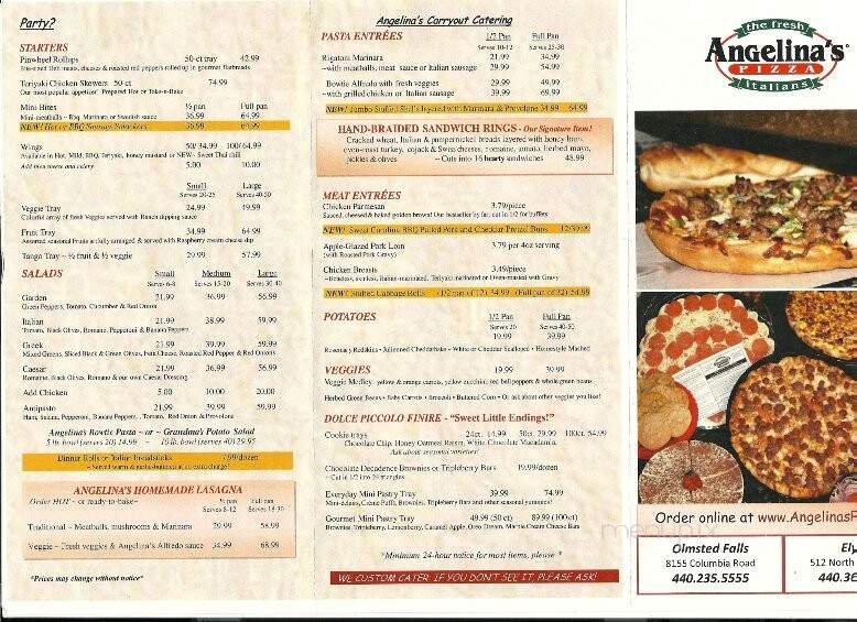 Angelina's Pizza - Elyria, OH menu_pic