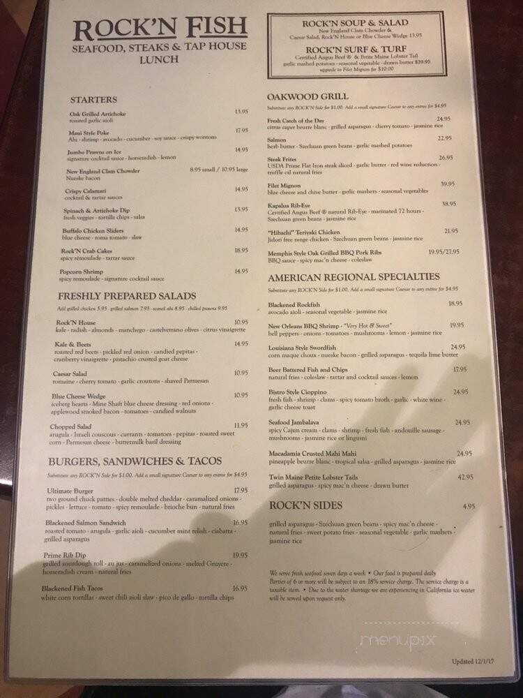ROCK'N FISH L.A. LIVE - Los Angeles, CA menu_pic