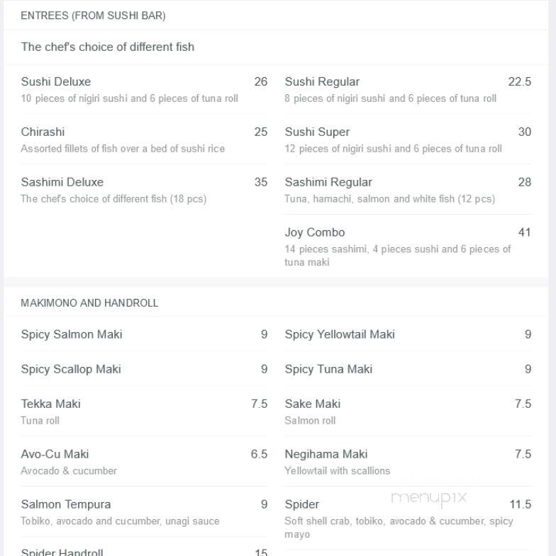 Sushi Joy - Boise, ID menu_pic