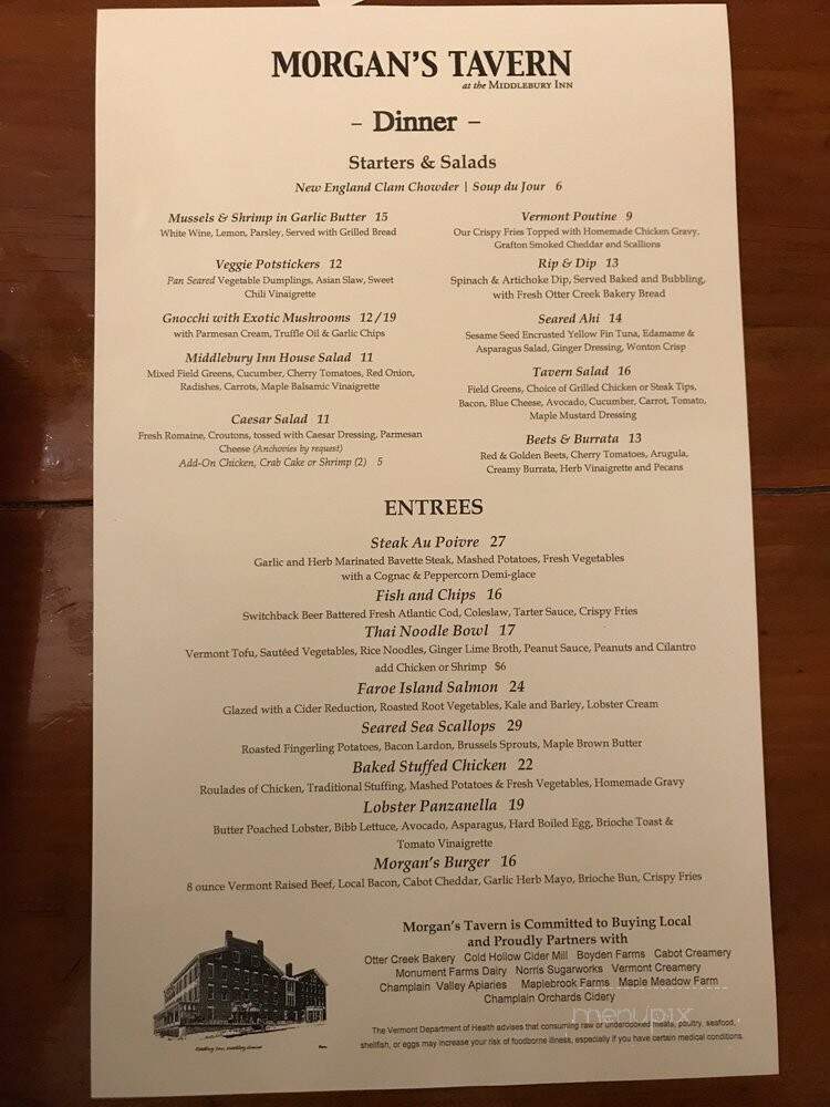 Morgan's Tavern - Middlebury, VT menu_pic
