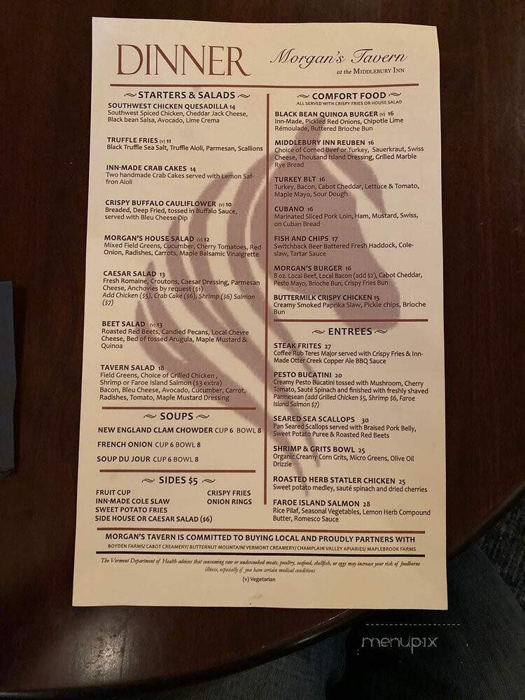 Morgan's Tavern - Middlebury, VT menu_pic