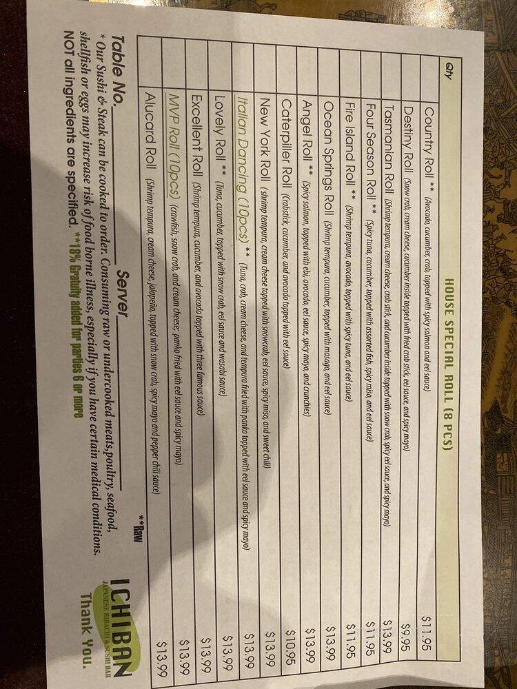 Ichiban Japanese Hibachi Steakhouse - Ocean Springs, MS menu_pic