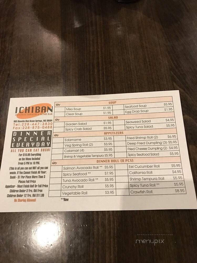 Ichiban Japanese Hibachi Steakhouse - Ocean Springs, MS menu_pic