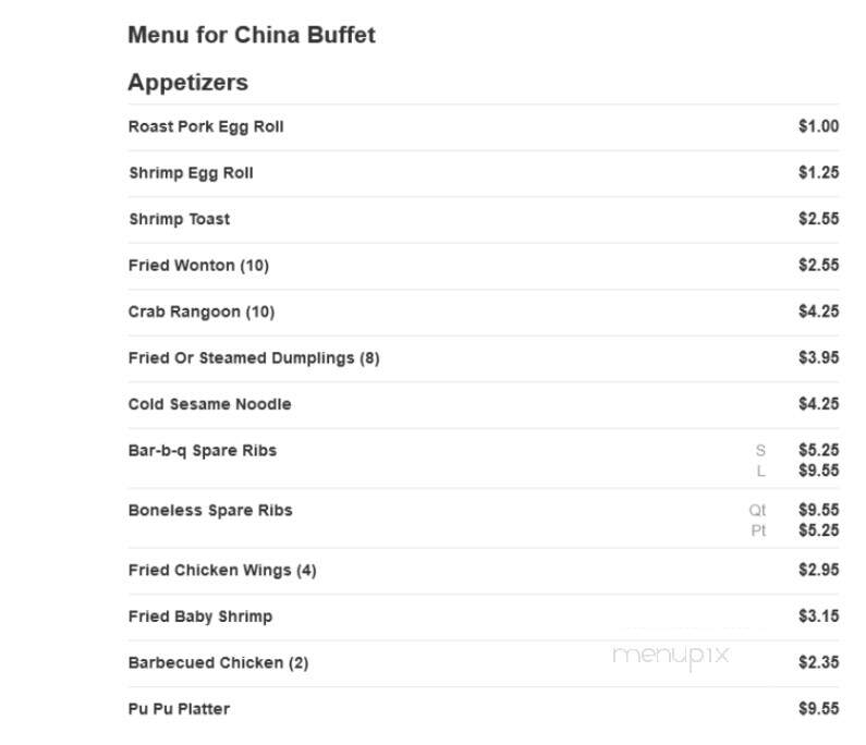 China Buffet - Wentzville, MO menu_pic