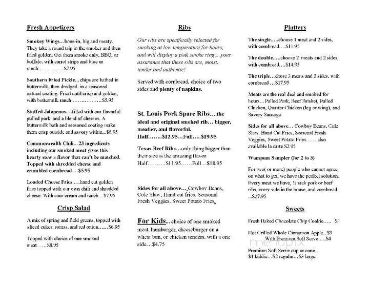 Commonwealth BBQ - Wrentham, MA menu_pic