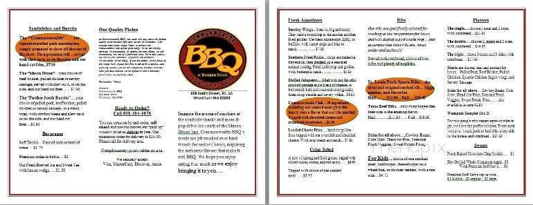 Commonwealth BBQ - Wrentham, MA menu_pic
