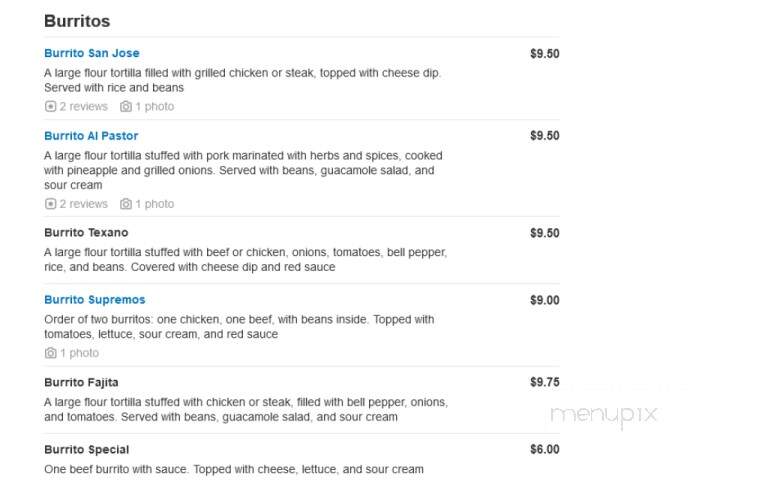 San Jose Mexican Restaurant - St Louis, MO menu_pic