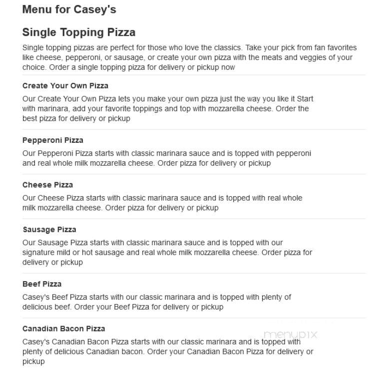 Caseys Carry OUT Pizza - Lacygne, KS menu_pic