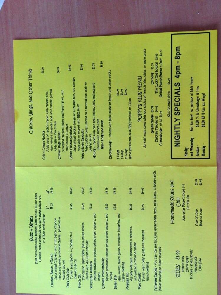 Poppy's Burgers and Subs - Murrells Inlet, SC menu_pic