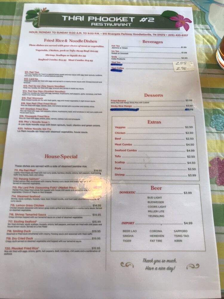 Thai Phooket - Goodlettsville, TN menu_pic