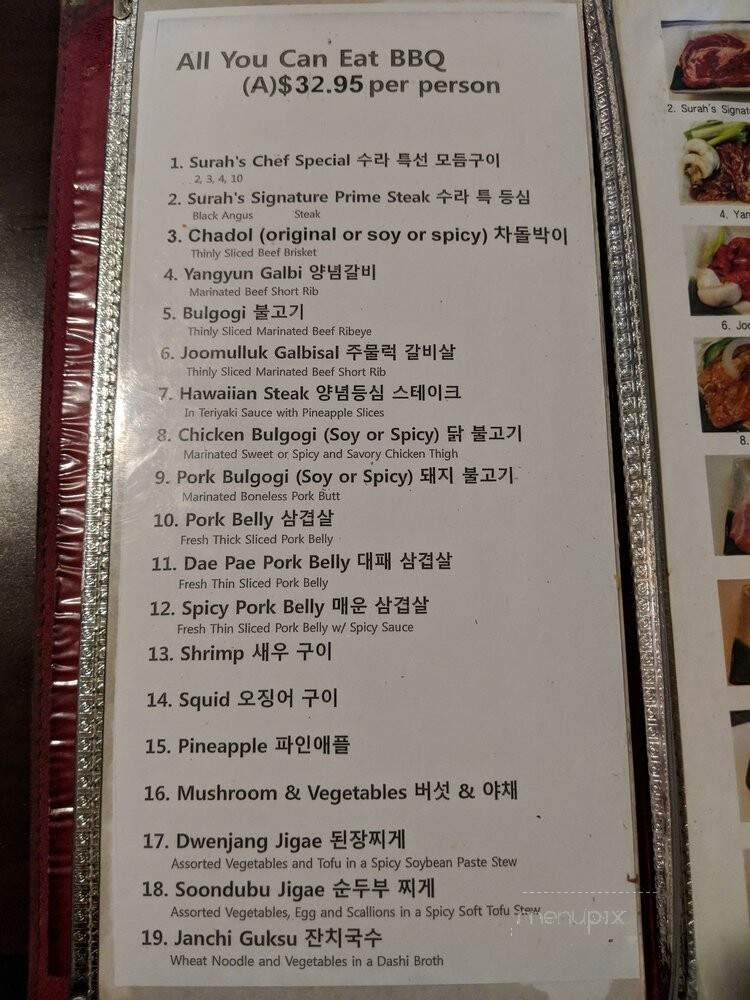 Surah - Spring House, PA menu_pic