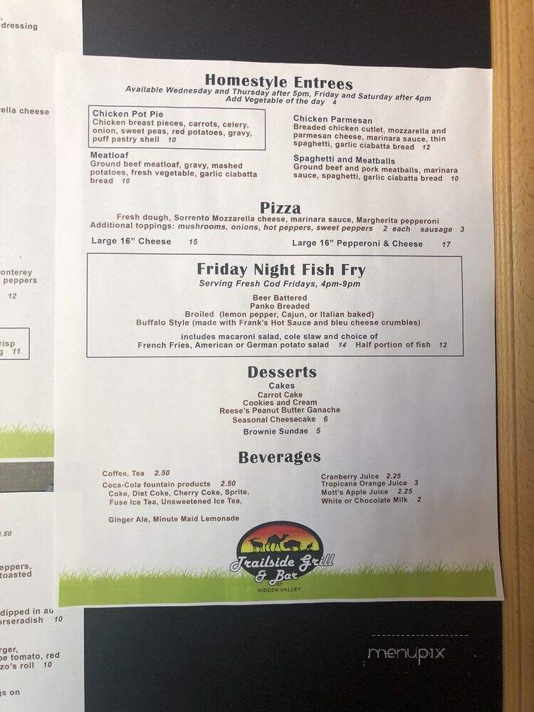 Hidden Valley Adventure - Varysburg, NY menu_pic