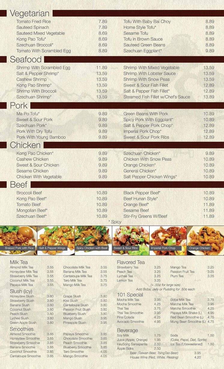 101 Taiwanese Cuisine - Reno, NV menu_pic