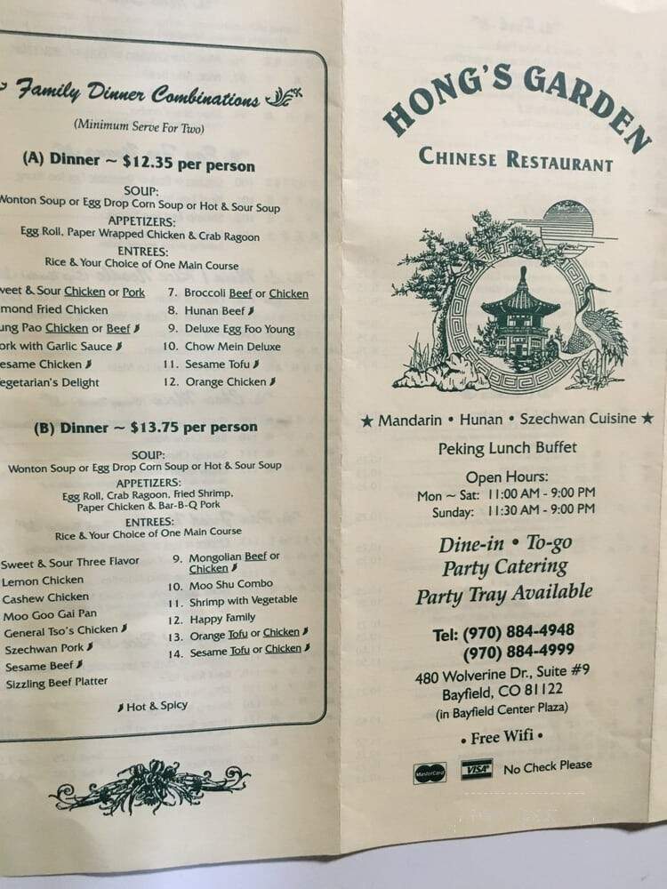 Hong's Garden - Bayfield, CO menu_pic