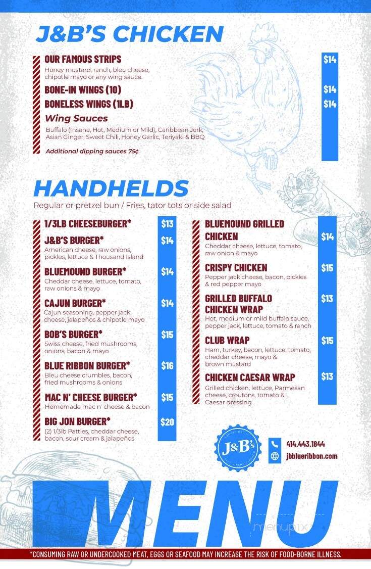 JB's Blue Ribbon Bar and Grill - Milwaukee, WI menu_pic