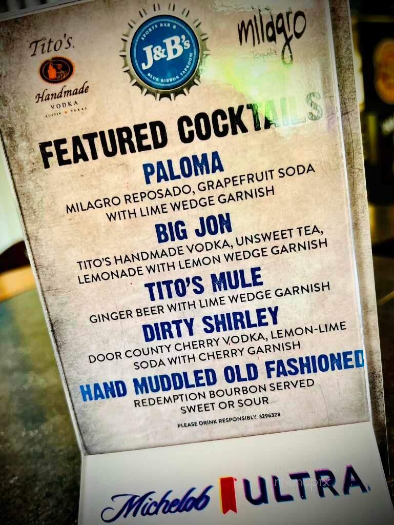 JB's Blue Ribbon Bar and Grill - Milwaukee, WI menu_pic