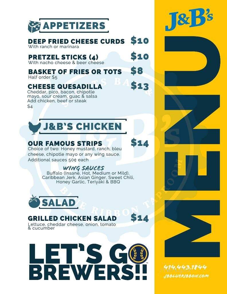 JB's Blue Ribbon Bar and Grill - Milwaukee, WI menu_pic