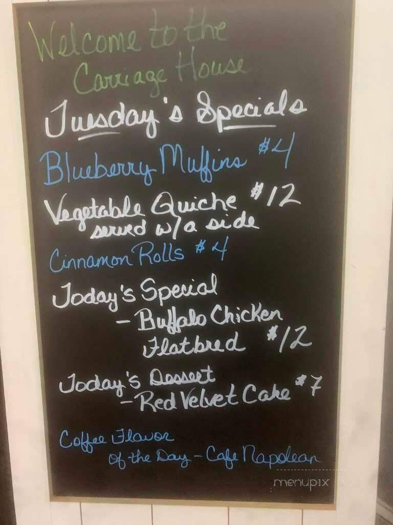 Carriage House Coffee Shop - Jasper, GA menu_pic