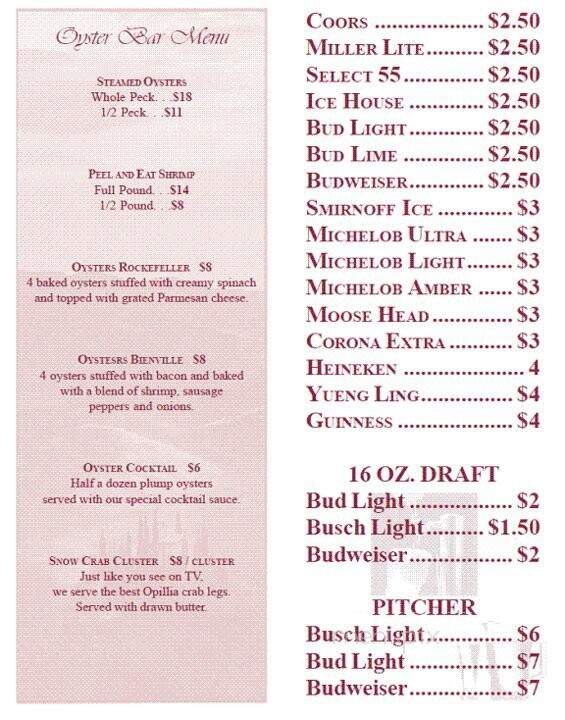 Mariani's Restaurant - Pembroke, NC menu_pic