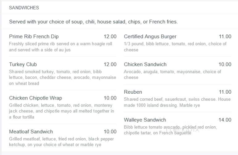 Spring Creek Grille at Northfield Golf Club - Northfield, MN menu_pic