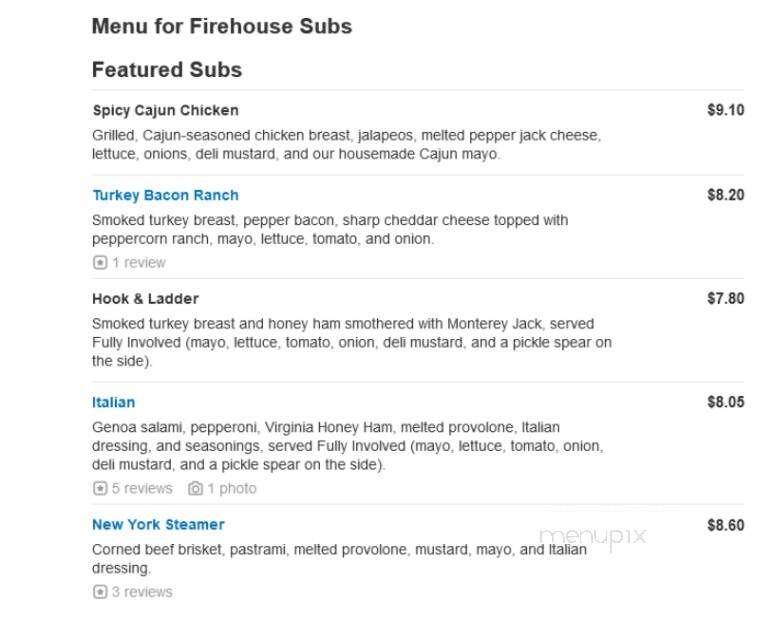 Firehouse Subs - Pittsburgh, PA menu_pic