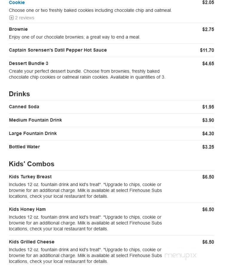 Firehouse Subs - Pittsburgh, PA menu_pic