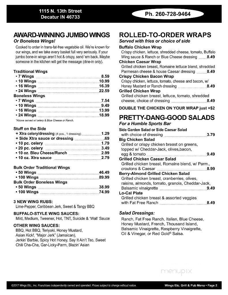 Wings Etc - Decatur, IN menu_pic