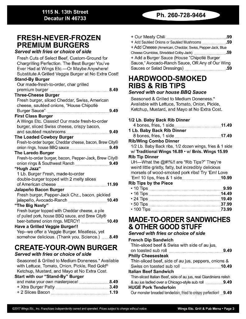 Wings Etc - Decatur, IN menu_pic